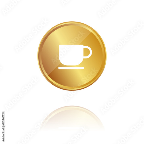 Kaffeetasse - Gold M  nze mit Reflektion