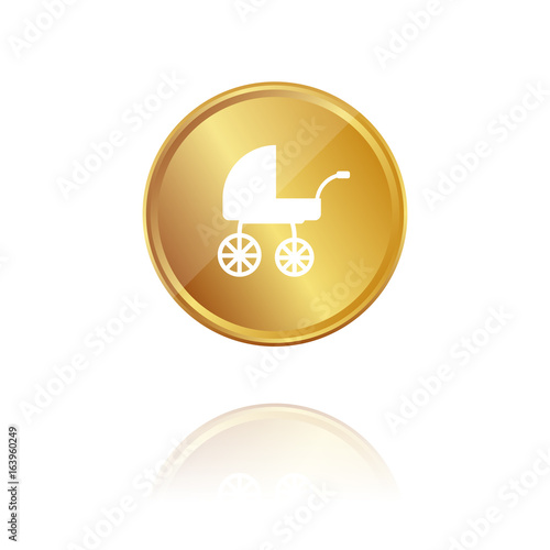 Kinderwagen - Gold Münze mit Reflektion