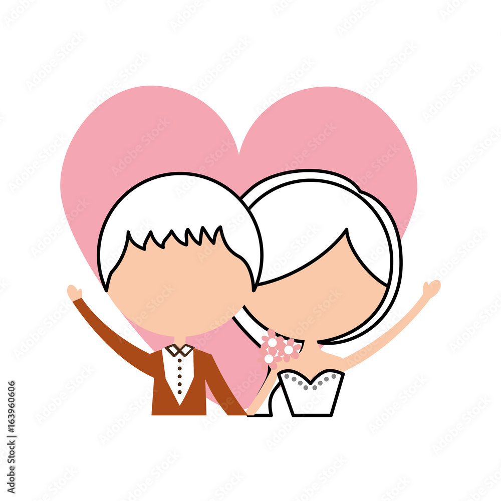Married couple with heart avatars characters vector illustration design Married couple with heart avatars characters vector illustration design
