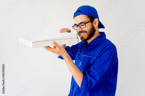 Pizza delivery man photo