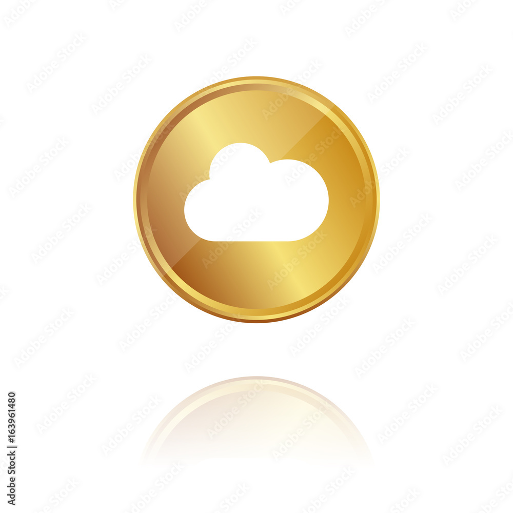 Wolke - Cloud - Wetter - Gold Münze mit Reflektion Wolke - Cloud - Wetter - Gold Münze mit Reflektion