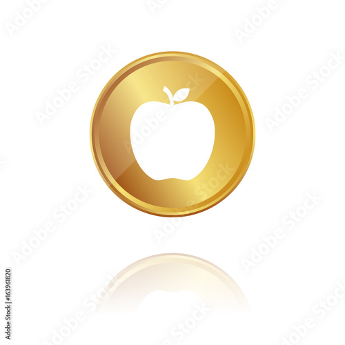 Apfel - Gold Münze mit Reflektion