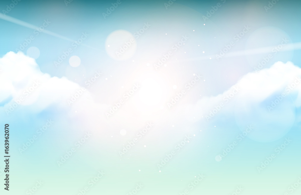 Vector Illustration - Bokeh Cloudy Sky In Summertime Background 