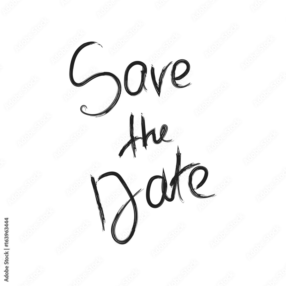 Save the date dry brush illustration. Vector drawn calligraphy. Isolated on white background. Save the date dry brush illustration. Vector drawn calligraphy. Isolated on white background.