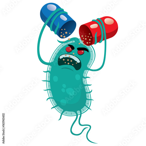 Illustration depicts a super bug microorganism, drug resistant or antibiotic. Ideal for informational and medicinal materials