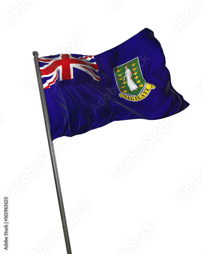 British Virgin Islands Flag Waving Isolated on White Background Portrait