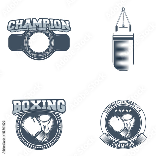 Set of vintage boxing emblems