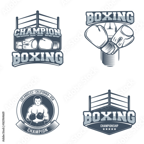 Set of vintage boxing emblems