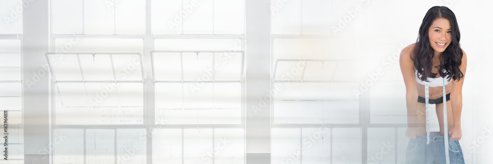 Slim healthy woman by windows Slim healthy woman by windows