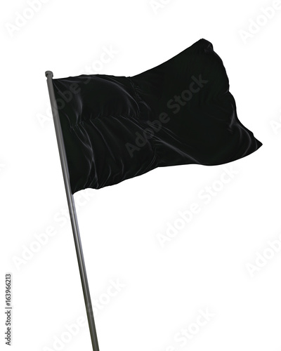 Fényképezés Black Flag Waving Isolated on White Background Portrait