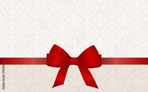 Gift Card With Red Ribbon And A Bow. Gift Voucher Template with place for text. Invitation - vector image.