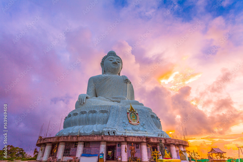 Fototapeta premium white great Phuket’s big Buddha in sunset time