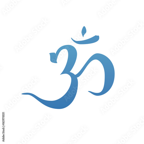 Hand drawn om symbol. Ink illustration. Modern brush calligraphy. Isolated on white background.