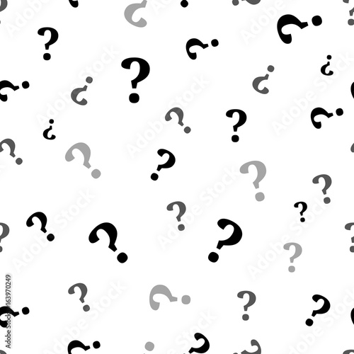 Question mark seamless pattern . Vector seamless pattern with question marks. Monochrome hipster background. Hand drawn random black punctuation marks.