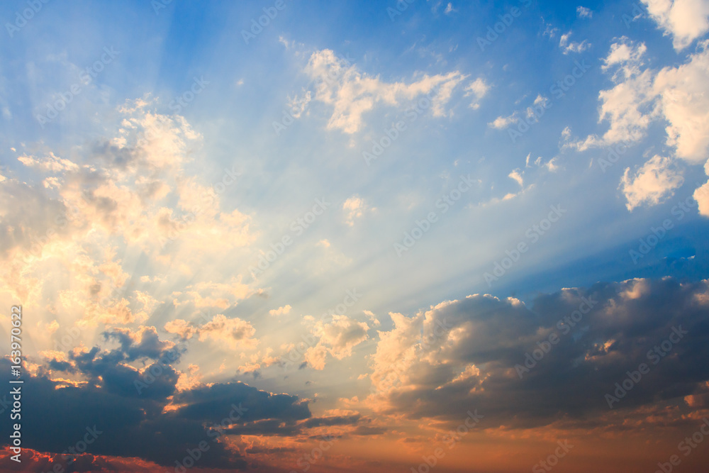 Fototapeta premium colorful dramatic sky with cloud at sunset