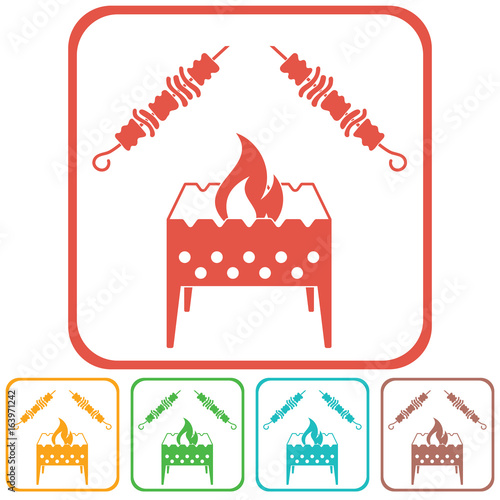 Brazier grill with kebab icon