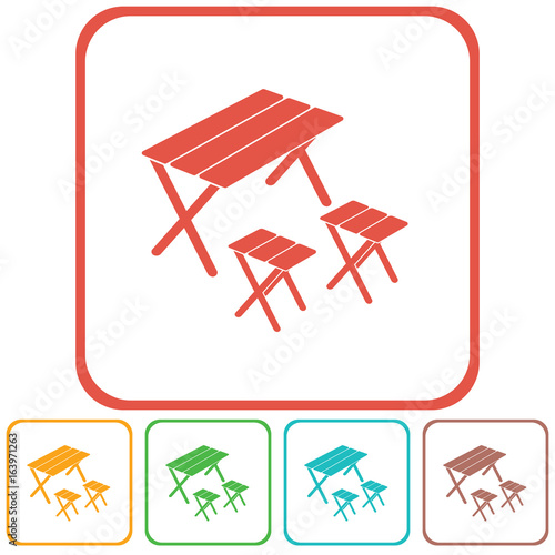 Camping table and stool icon