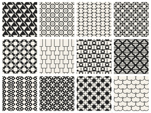 Abstract concept vector monochrome geometric pattern. Black and white minimal background. Creative illustration template. Seamless stylish texture. For wallpaper, surface, web design, textile, decor.