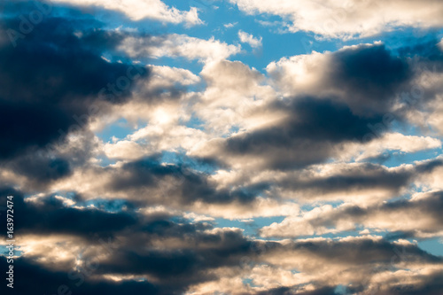 colorful dramatic sky with cloud at sunset