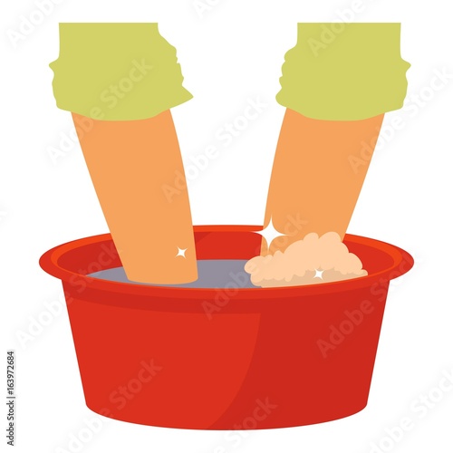 Washing in the basin icon, cartoon style