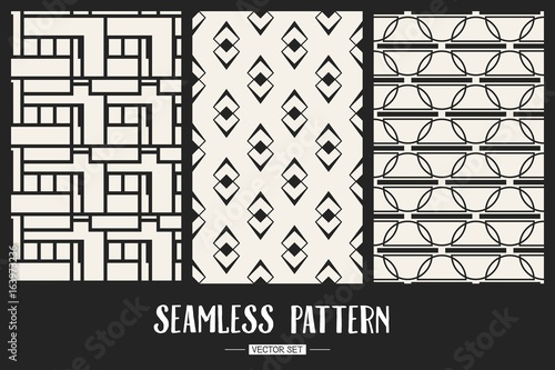 Abstract concept vector monochrome geometric pattern. Black and white minimal background. Creative illustration template. Seamless stylish texture. For wallpaper, surface, web design, textile, decor.