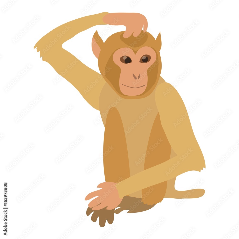 Obraz premium Brooding monkey icon, cartoon style