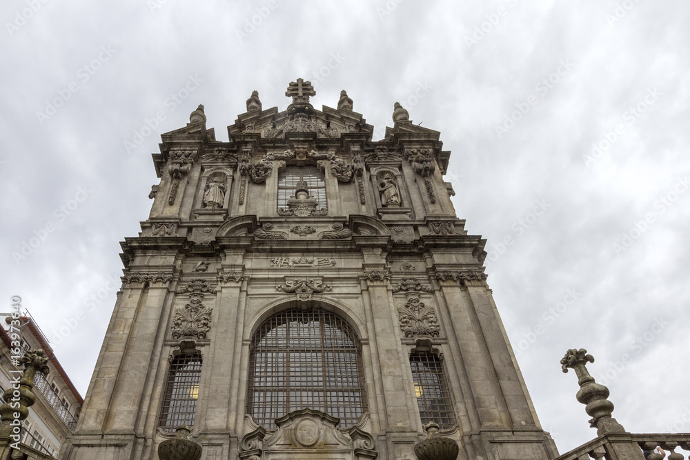 Facade of the Clerigos Church, one famous panoramic viewpoint destination of Porto city.