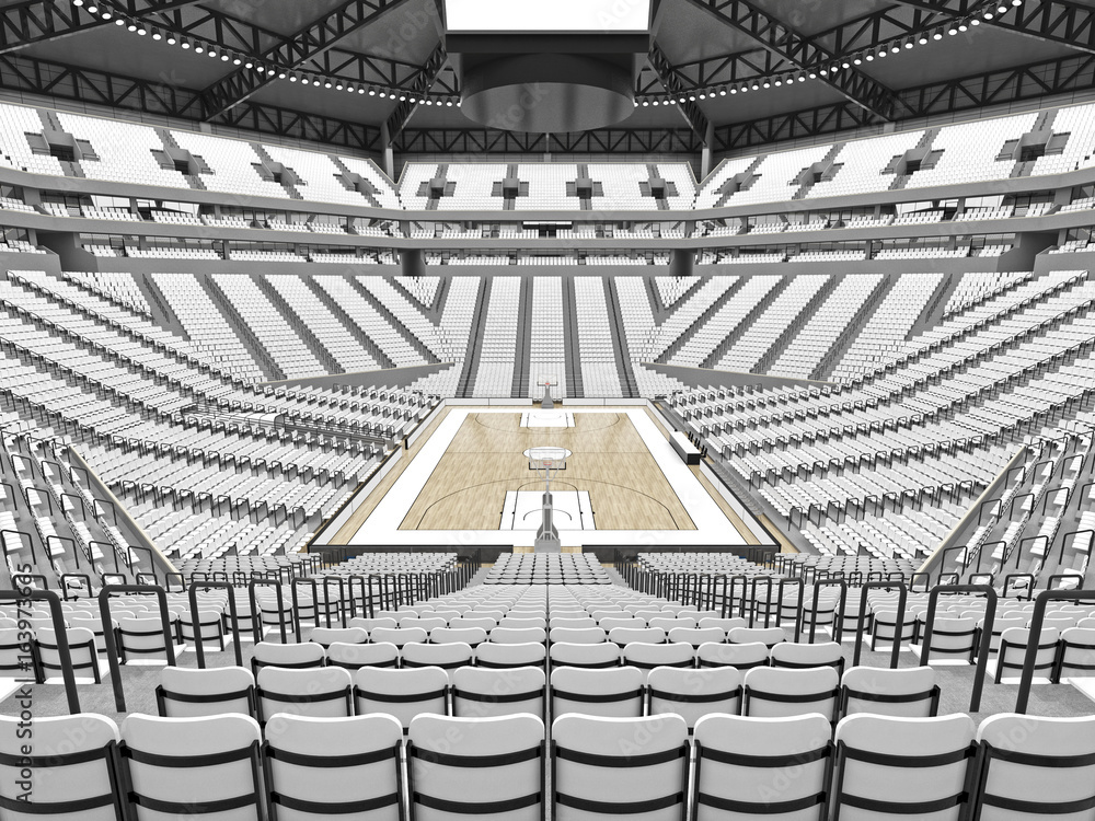 Obraz premium Large modern basketball arena with white seats