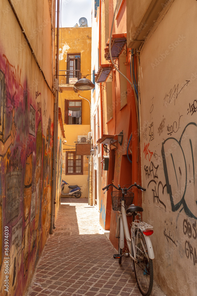 narrow alley in the old part of the city