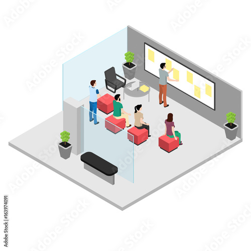 Meeting in the office, creative young people gathered for a meeting in the conference room to discuss working moments