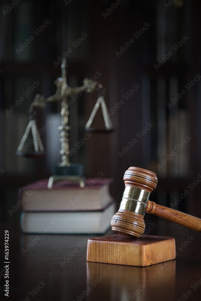 Symbol of Law on Lawyer's desk Symbol of Law on Lawyer's desk