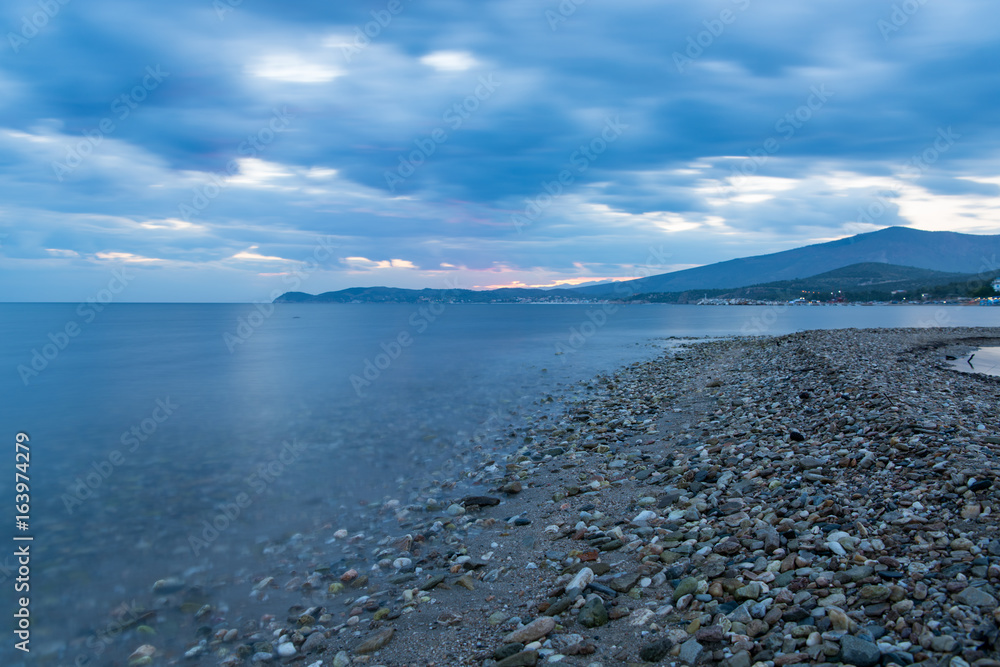 Long exposure of a dramatic sunset in greek island , Thasos Long exposure of a dramatic sunset in greek island , Thasos