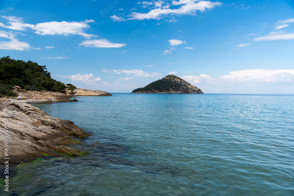 Amazing turquise water on the coast of the beautiful greek island Thasos