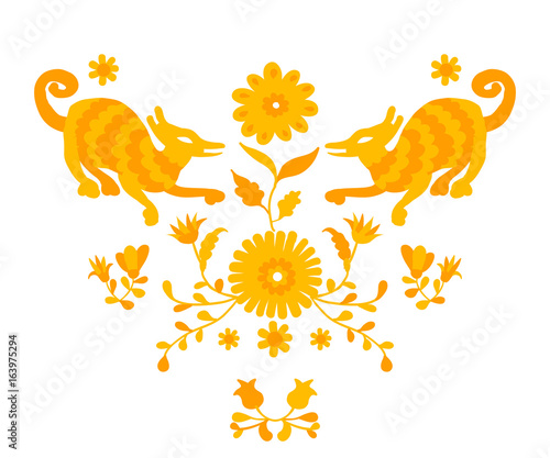 Vector folk Mexican Otomi Style embroidery Pattern