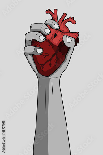 Heart in hand. Vector.