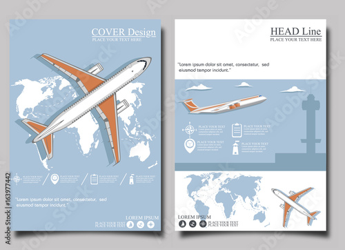 Airport poster set with airplane