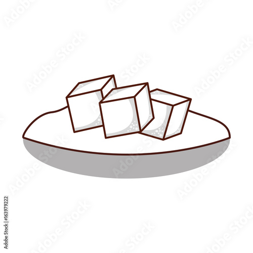 dish with sugar cubes vector illustration design