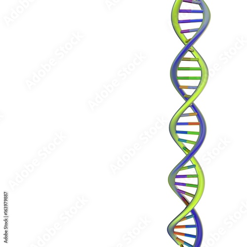 Abstract DNA spiral. Isolated on white background. 3D rendering illustration.