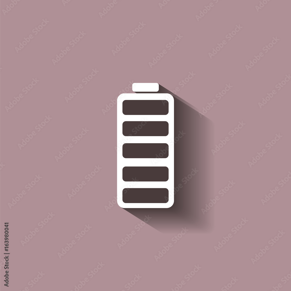 Battery icon vector Symbols of battery full charge level. Vector illustration with shadow Battery icon vector Symbols of battery full charge level. Vector illustration with shadow
