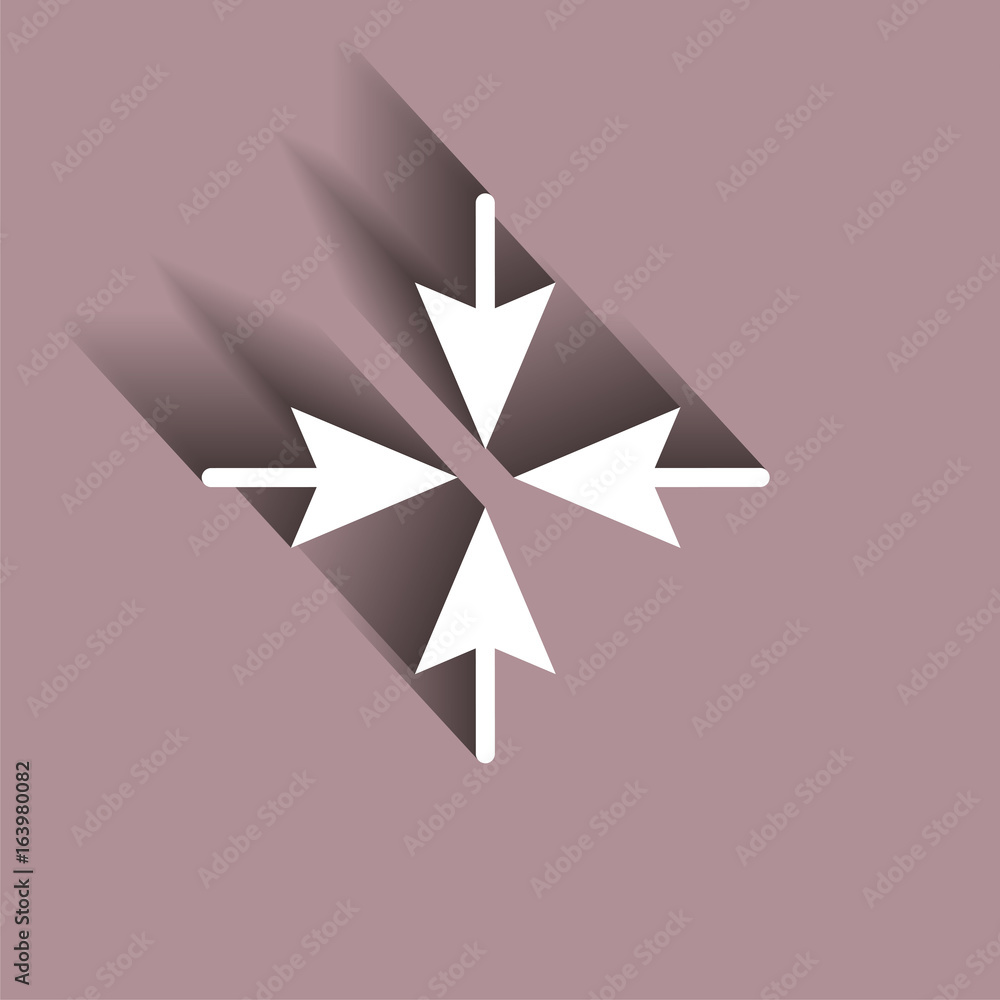Arrows pointing the direction to one point on four sides Arrows pointing the direction to one point on four sides