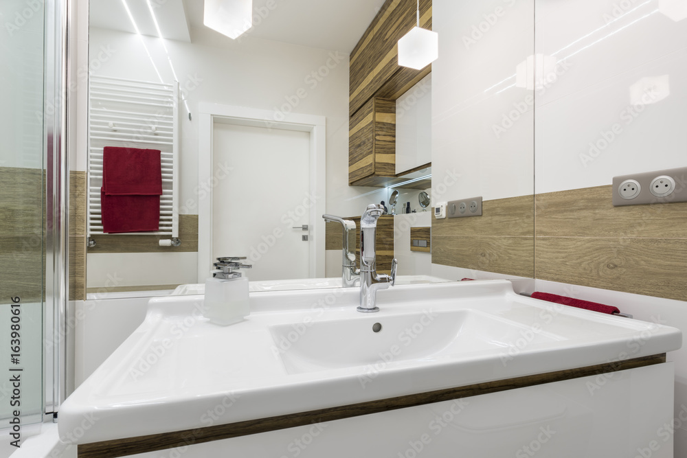 White sink in modern bathroom White sink in modern bathroom