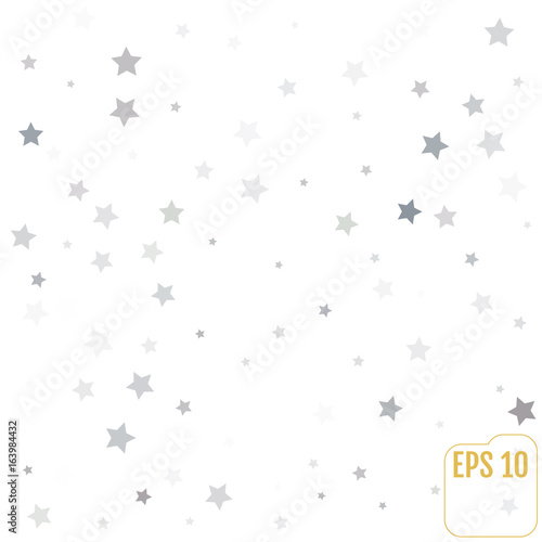 Abstract white modern pattern with silver stars. Vector illustration.Shiny background. Texture of silver foil.