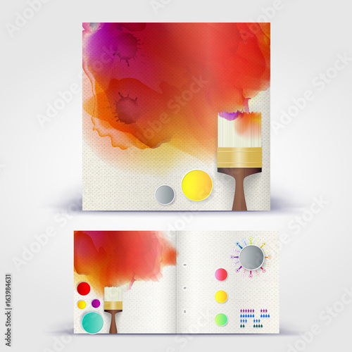 Corporate booklet promotion template with color elements. Vector company brichure business style for advertising, report or guideline. Stationery template with abstract pattern theme illustration. photo