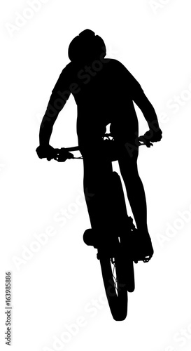 Front profile silhouette of female mountain bike racer