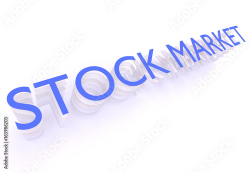 Stock Market, words in blue letters on white background, 3d rendering