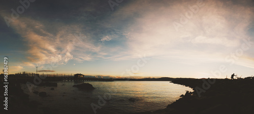 Fotografie point howard wharf, sunset, new zealand