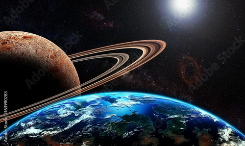 Fototapeta Naklejka Na Ścianę i Meble -  Exoplanet and exomoon