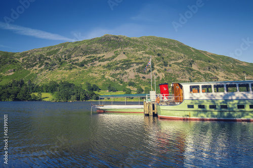 Ullswater Steamer Boats on Bright Sunny Day, Lake District National Park UK