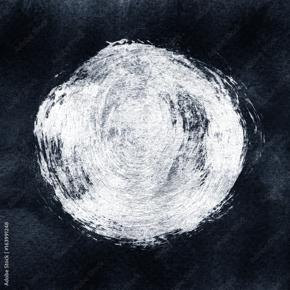 Fototapeta Akrylowy okrąg na czarnym textured tle. Biały okrągły nierówny kształt dla tekstu. Element dla innego projektu