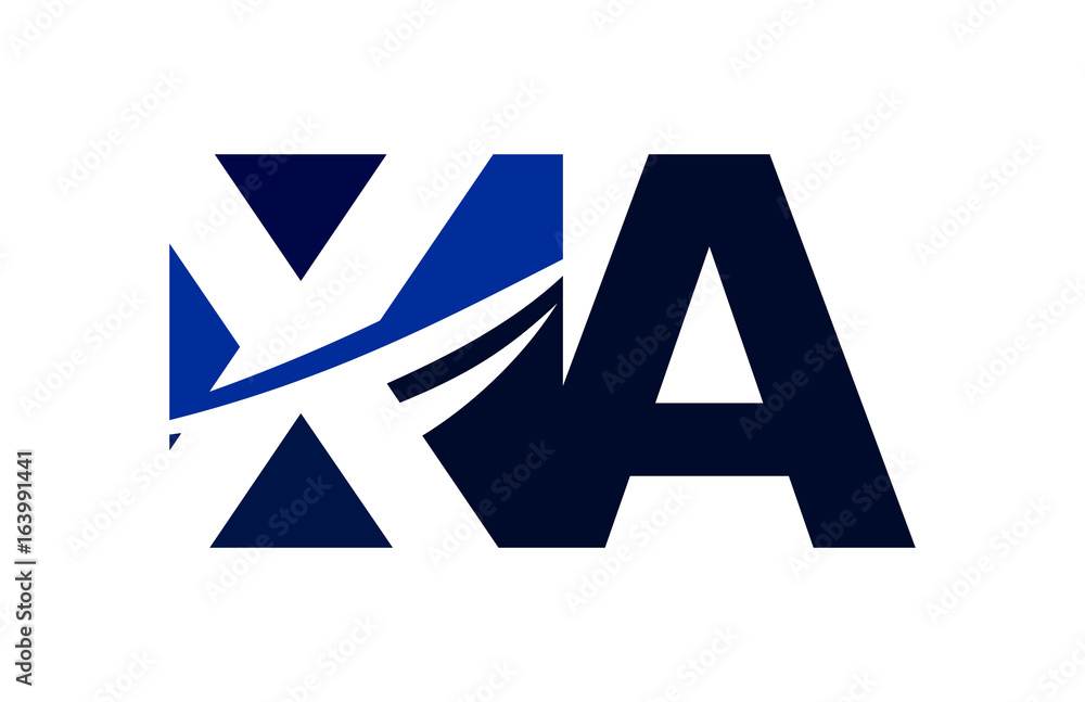 XA Negative Space Square Swoosh Letter Logo XA Negative Space Square Swoosh Letter Logo